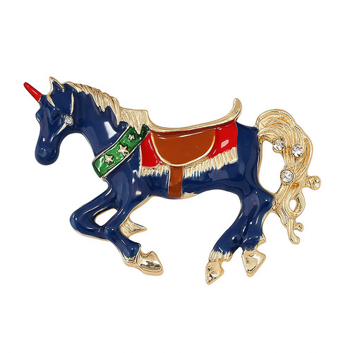 Blue enamel unicorn - blue,