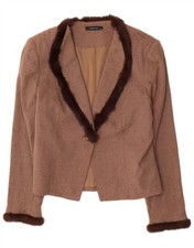 GREEN HOUSE Womens 1 Button Blazer Jacket IT 40 Small Brown Floral Cotton ZK01