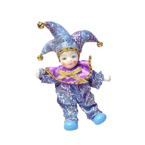 Porcelain clown doll movable - doll,