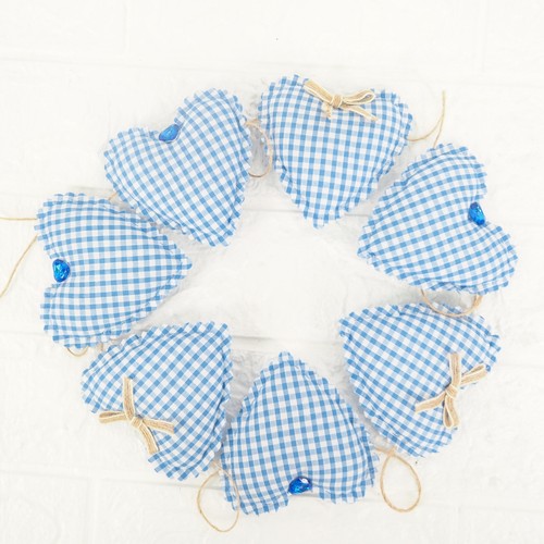 Blue gingham handmade fabric - blue,