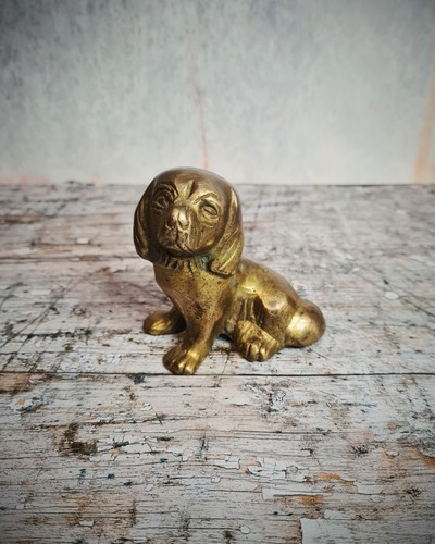 Vintage brass spaniel dog - vintage,
