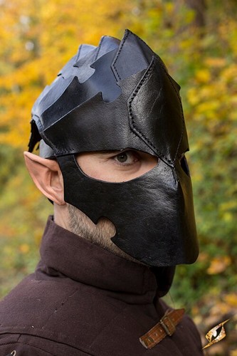 Black leather assassin helmet - assassin,