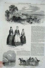 Original Old Antique Print