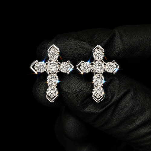 Moissanite cross earrings - moissanite,