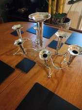 Vintage Silver Plated Epergne 7 Trumpet Table Display