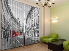 Track Train Street 3D Curtains