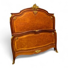 Antique French Kingwood Parquetry & Ormolu Mounted King Size Bed – 5 ft
