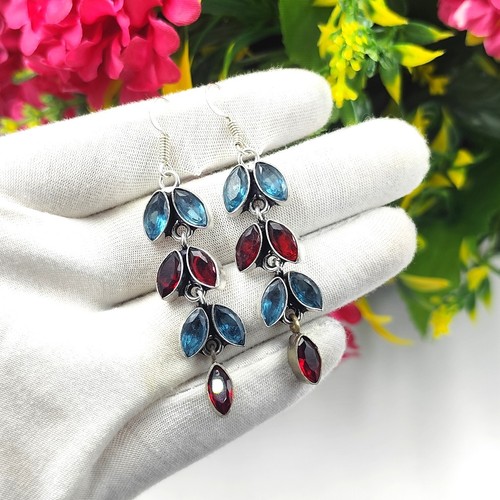 Red garnet blue topaz gemstone - topaz,