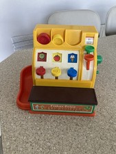 Fisher Price Vintage Children's Cash Register Educational Toy Inc of 5 Coins