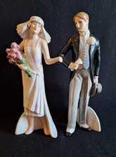 Vintage Rare Goebel W.Germany ArtDeco 1925s Pair Of Figurines Bride & Groom