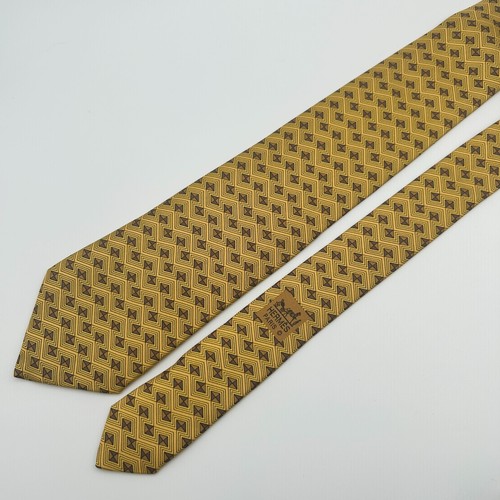 Hermes silk tie - hermes, gold,