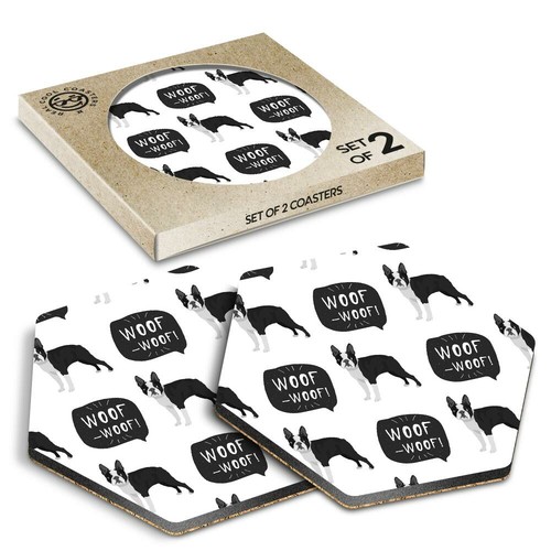 Hexagon coasters bw - x,
