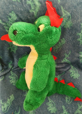 Vintage Tebro England Green Dragon Soft Toy Plush Puff The Magic Dragon