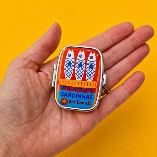 Retro sardines tin pill box - tin,