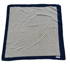 Aquascutum London Vintage Silk Scarf - Brown / Navy Check Pattern with Logo