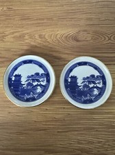 Ringtons Ceramic Coasters Blue And White Wade Pair Collectible Stamped