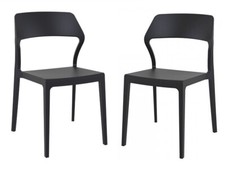 Set of 2 Modern Plastic Chairs Restaurant Café Bar Indoor Outdoor Dining Black