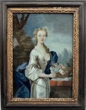Antique Painting (18th Century) : Portrait of a Lady on glass panel