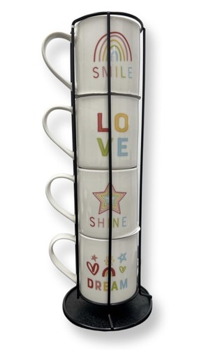 Stacking mugs set a black - mugs,