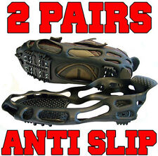 2 PAIRS OF PREMIUM QUALITY ANTI SLIP OVER SHOE SNOW ICE GRIPS - GRIPPERS BOOTS