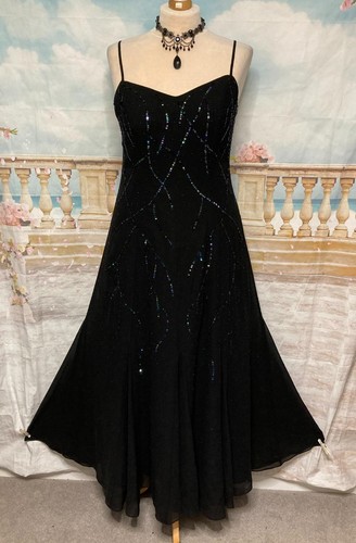 Evening dress black beaded - evening,