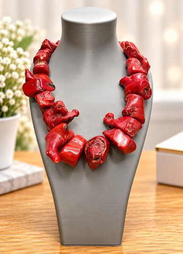 Natural red bamboo coral - red,