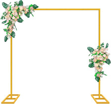 6.6Ftx6.6Ft Gold Adjustable Wedding Arch Backdrop Stand Square Tube Metal Rectan