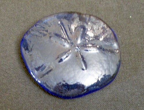 Blue iridescent art glass - glass, sand