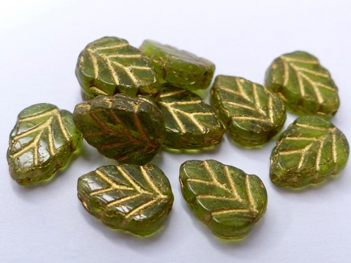Czech glass leaf drop - glass,