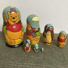 Winnie The Pooh Vintage Wooden Nesting Dolls Set Of 7 - Tigger Piglet Rabbit Owl