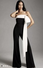 Anthropologie Hutch Strapless Bow-Front Flare Jumpsuit Size Large 