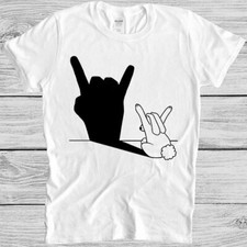 Rabbit Rock and Roll Hand Shadow Meme Gift Funny Movie Music Tee T Shirt 7083