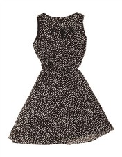 WALLIS Womens Sleeveless A-Line Dress UK 14 Medium  Black Spotted BK07