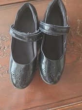 Girls M&S Black Patent School