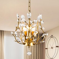 Gold 3/4-Light Vintage Crystal