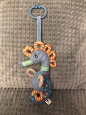 Jellycat Seahorse Baby Hanging Pram Cot Soft Toy Rattle Blue Spotty Rare