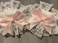 Romany/Spanish Frilly Socks Size 0-0 Months White Lace And A Baby Pink Bow