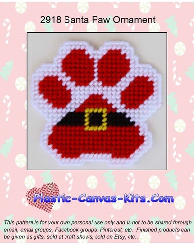 Santa paw ornament plastic - paw, ornament-