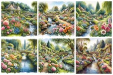 ENGLISH COUNTRY GARDEN Cardmaking Card Toppers Scrapbook Tags Paper Craft