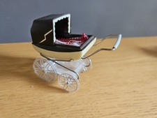 Vintage Lundby Barton Caroline's Home Dolls House Brown Pram 1:16 1970's VGC