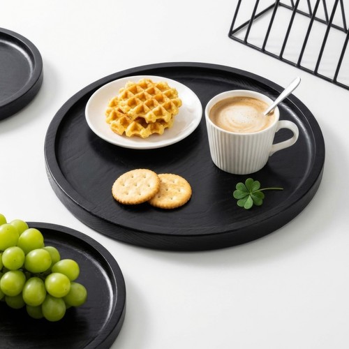 Round wooden serving - round,