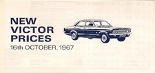 Vauxhall Victor FD Saloon Prices & Options 1967-1968 UK Market Foldout Brochure