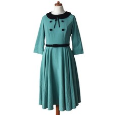 Collectif Vintage Pale Green 40s Early 50s Style Tea Dress WW2 12