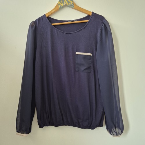 Navy sheer long chiffon sleeve