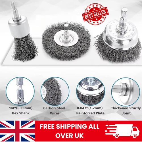 3pcs drill wire brush set - drill,