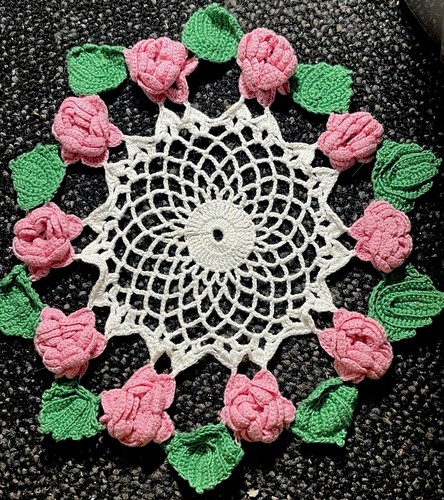 Vtg boho crocheted pink - vtg,
