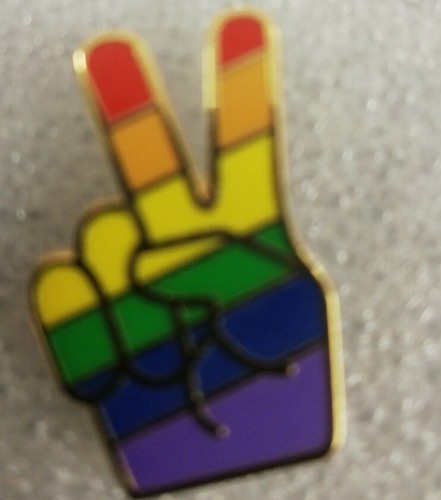 Rainbow peace sign enamel - enamel, pin