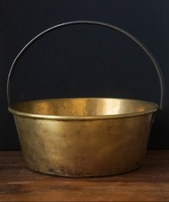 Vintage Brass & Copper Jam Cauldron – 37cm | Large Rustic Pot with Handle