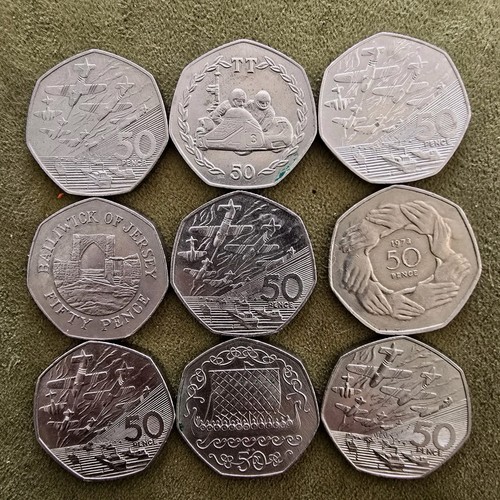 Lot vintage 50p coins - 9, d-day