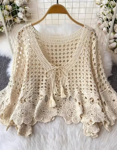 Women lace crochet top boho - women's,